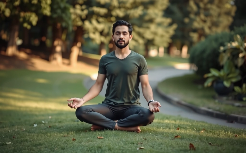 Man meditating in nature